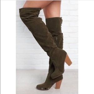NanaMacs Over the Knee Olive Boots
